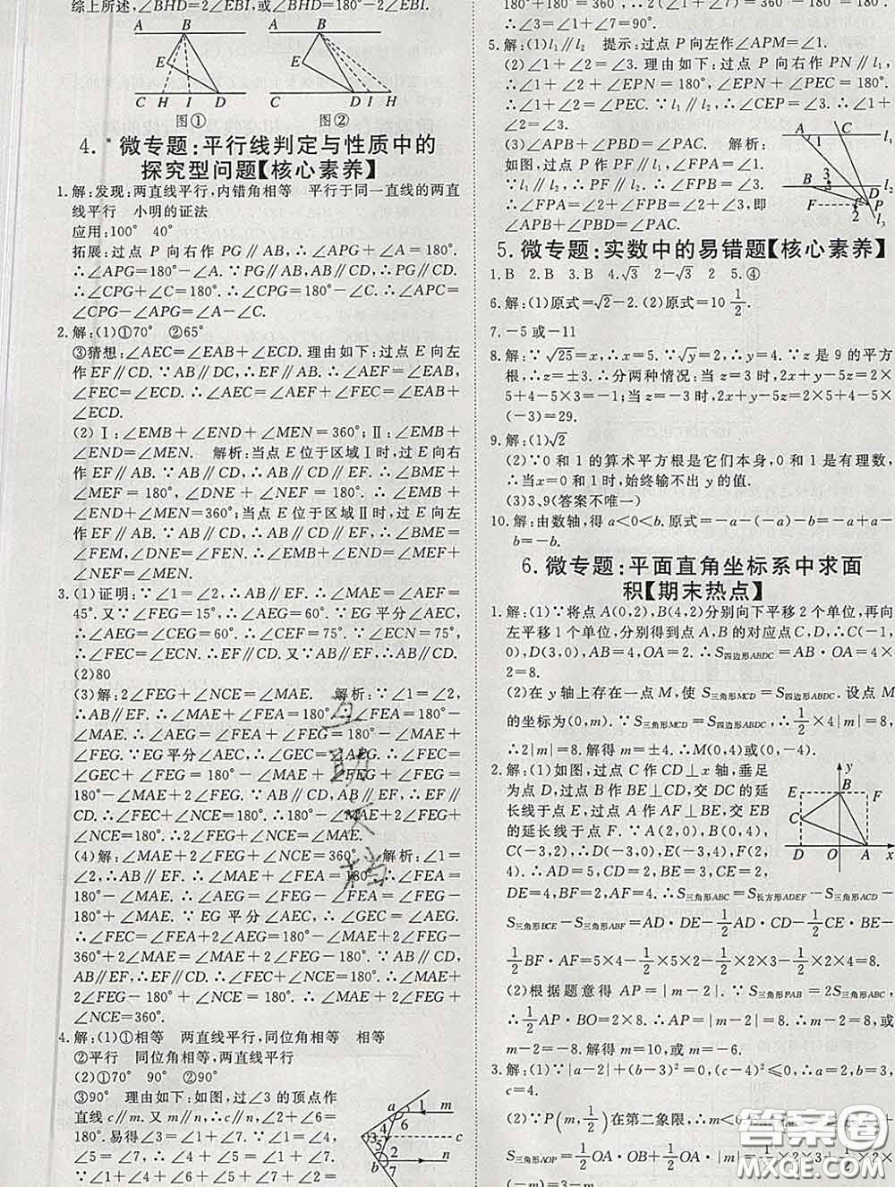 延邊大學出版社2020新版新領程叢書新領程七年級數(shù)學下冊人教版參考答案