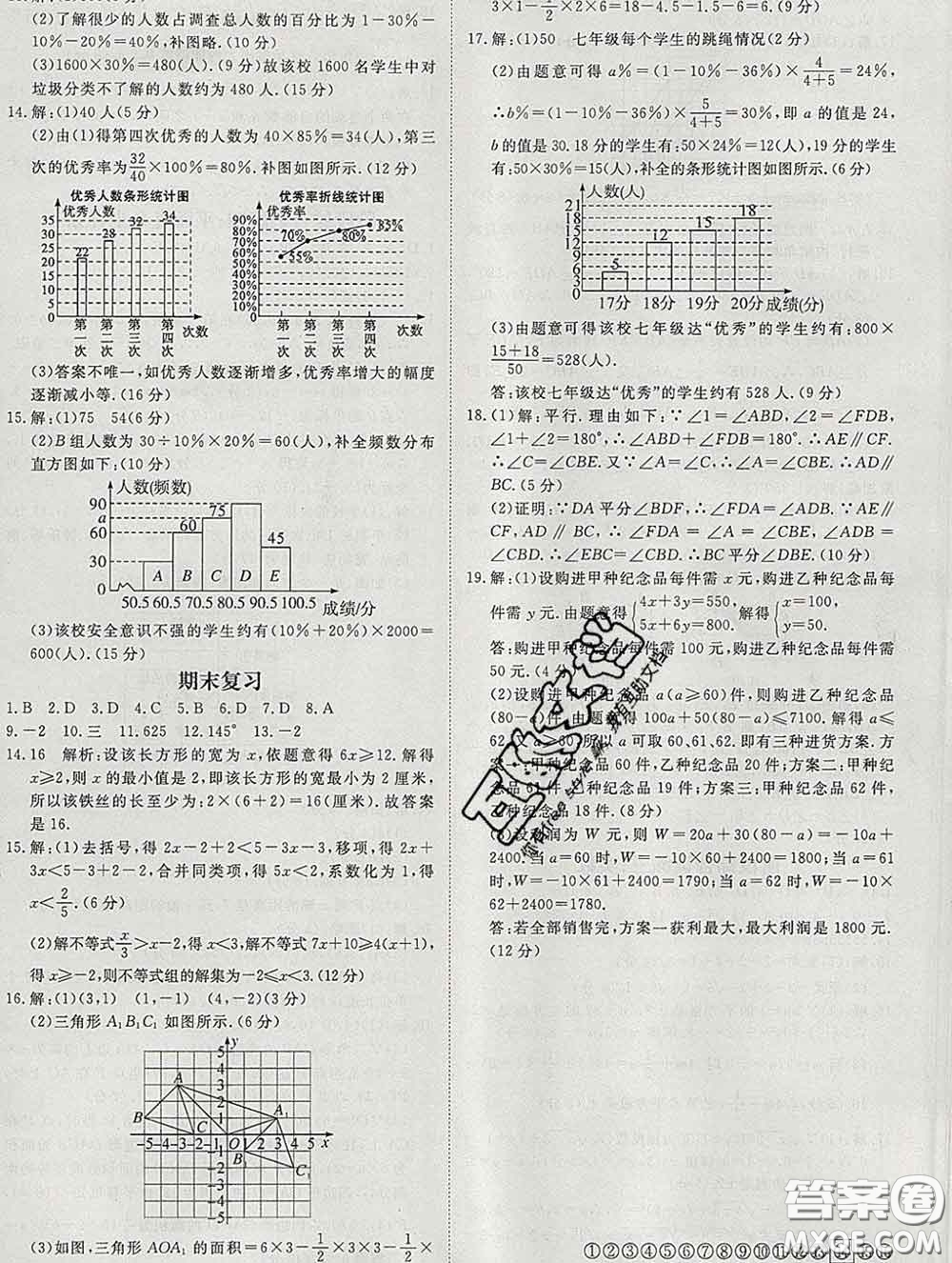 延邊大學出版社2020新版新領程叢書新領程七年級數(shù)學下冊人教版參考答案