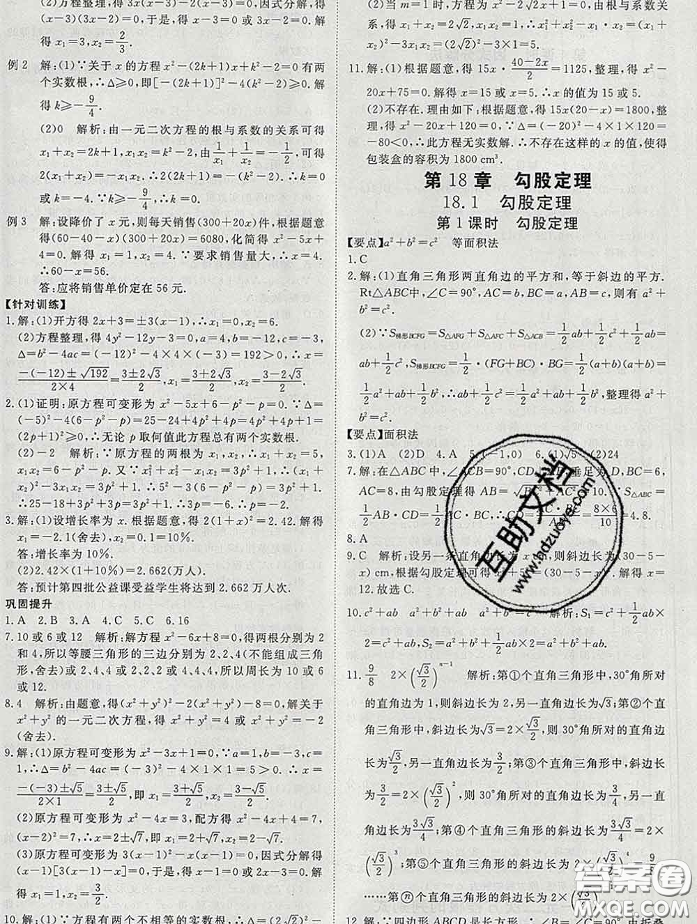 延邊大學出版社2020新版新領程叢書新領程八年級數(shù)學下冊滬科版參考答案
