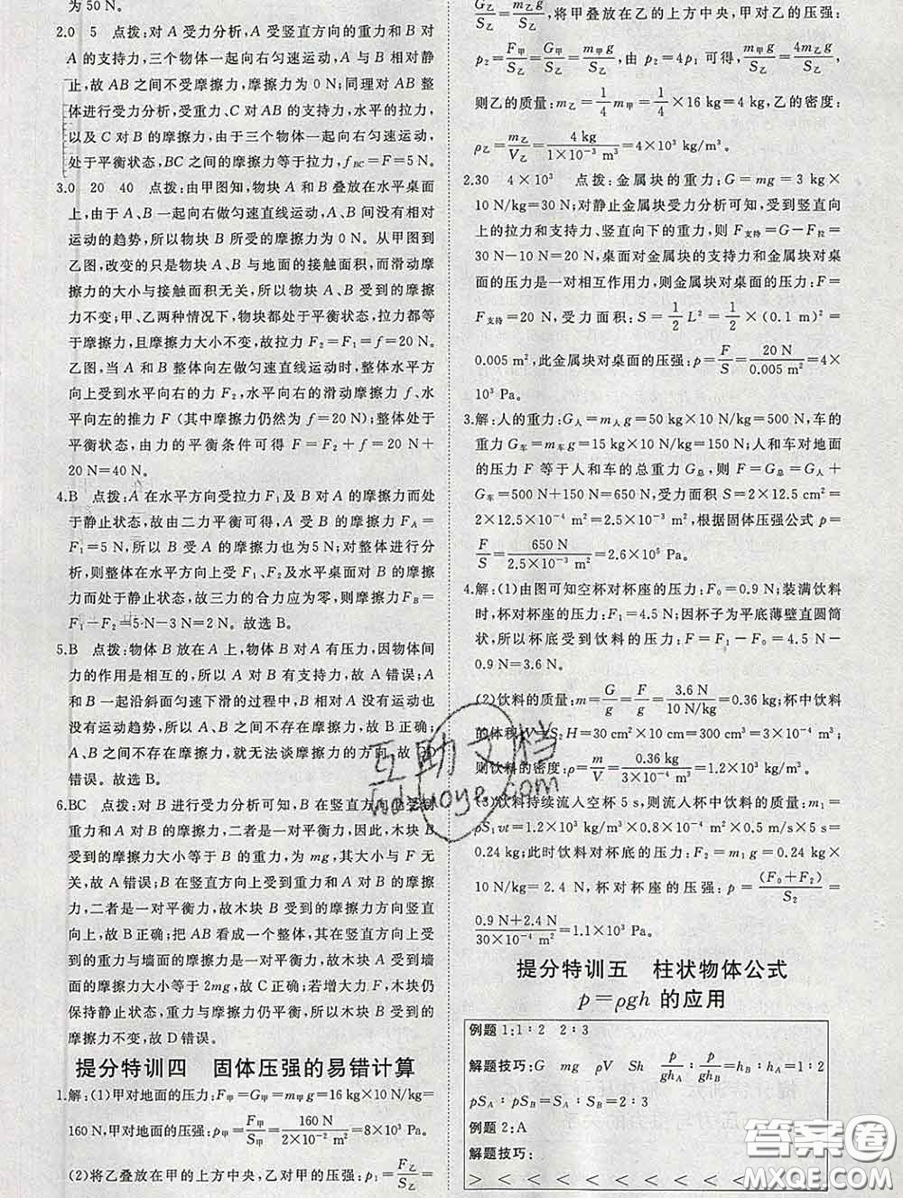 延邊大學出版社2020新版新領程叢書新領程八年級物理下冊人教版參考答案