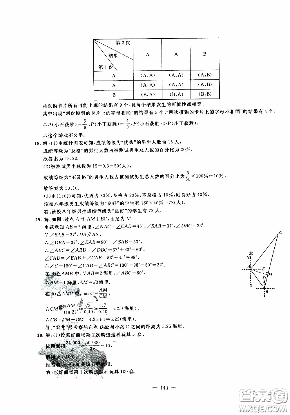 青島出版社2020年中考沖刺模擬卷數(shù)學(xué)參考答案