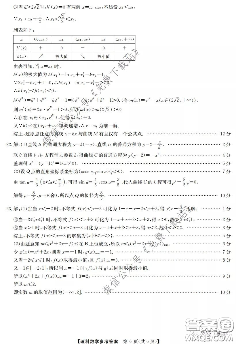 2020年安徽省江南十校綜合素質檢測理科數(shù)學試題及答案