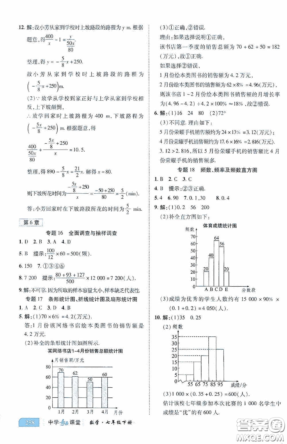 世紀(jì)英才中學(xué)奇跡課堂2020期末專題總復(fù)習(xí)七年級數(shù)學(xué)下冊浙教版教材答案