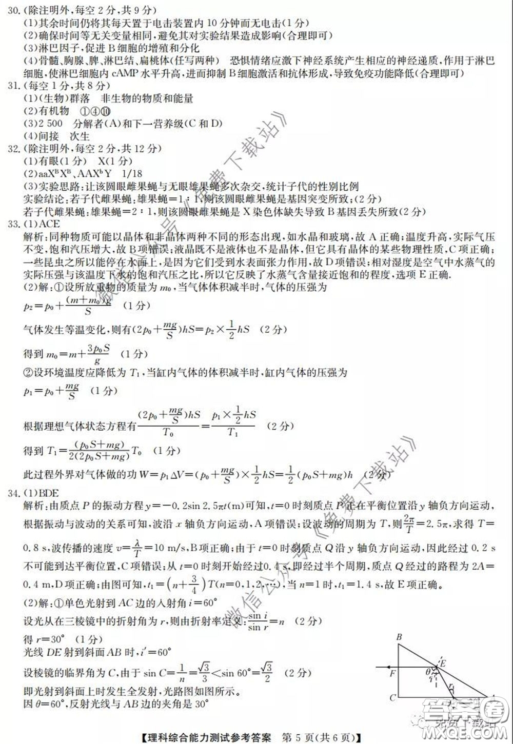 2020年安徽省江南十校綜合素質(zhì)檢測理科綜合試題及答案