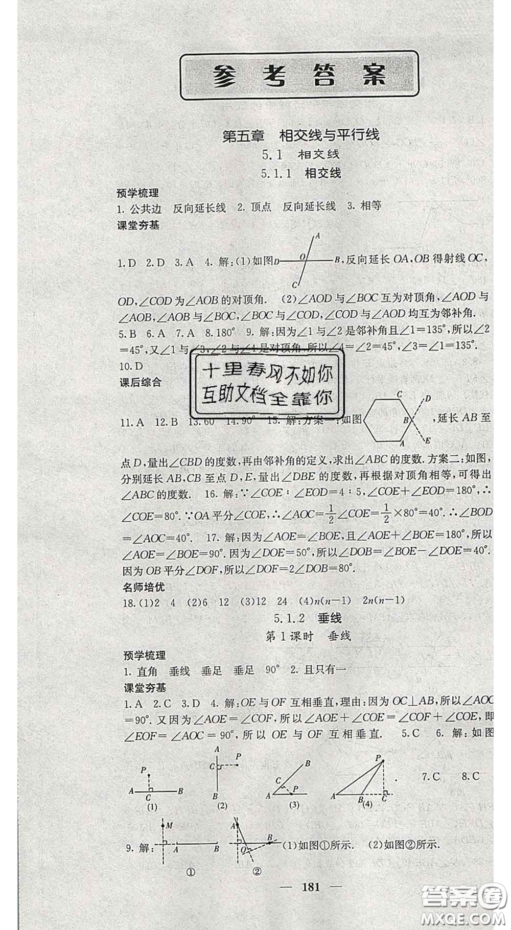四川大學(xué)出版社2020春名校課堂內(nèi)外七年級數(shù)學(xué)下冊人教版答案