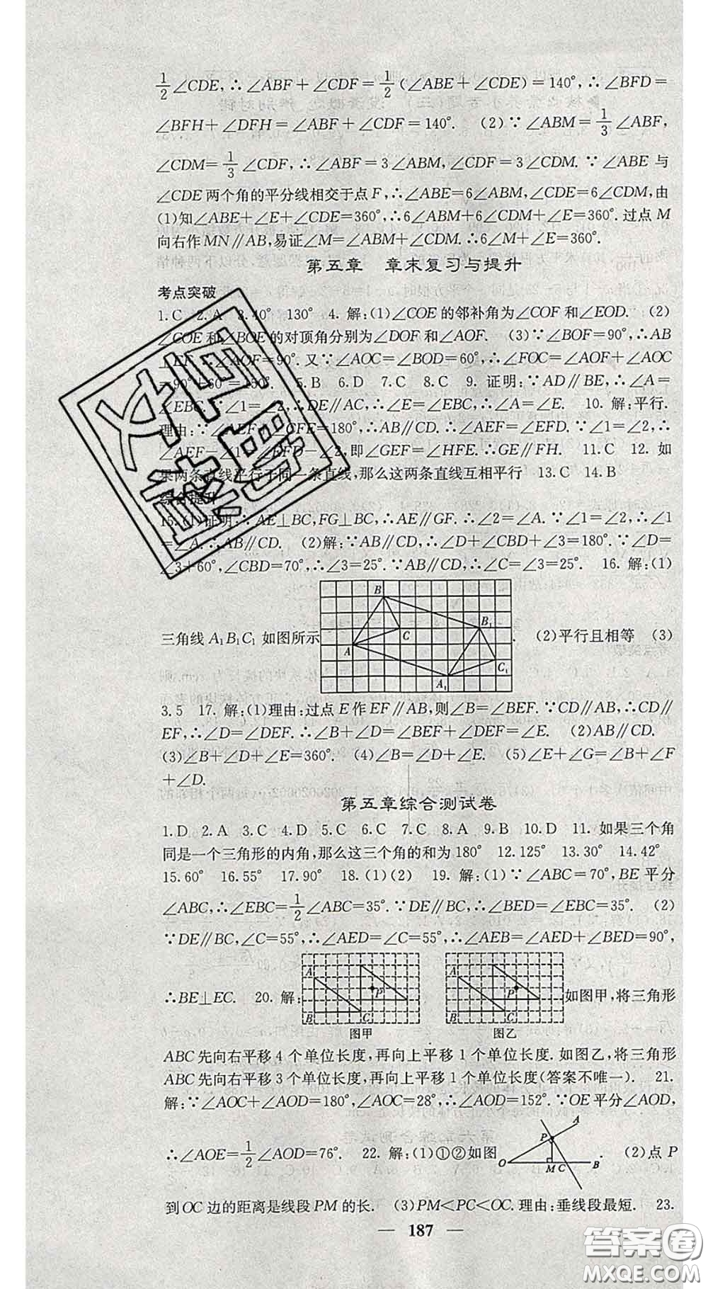 四川大學(xué)出版社2020春名校課堂內(nèi)外七年級數(shù)學(xué)下冊人教版答案