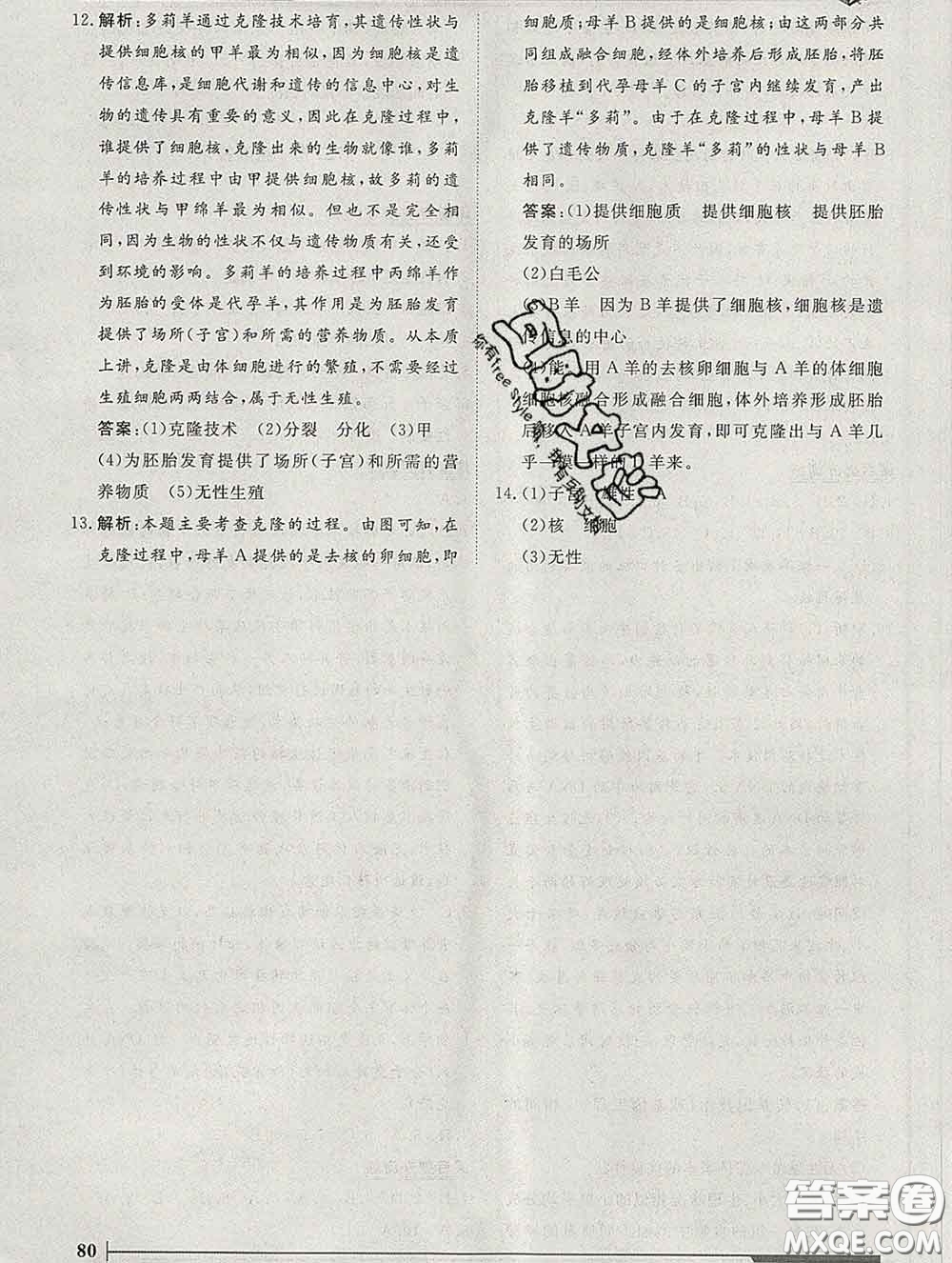 2020新版標(biāo)準(zhǔn)課堂作業(yè)八年級(jí)生物下冊濟(jì)南版參考答案