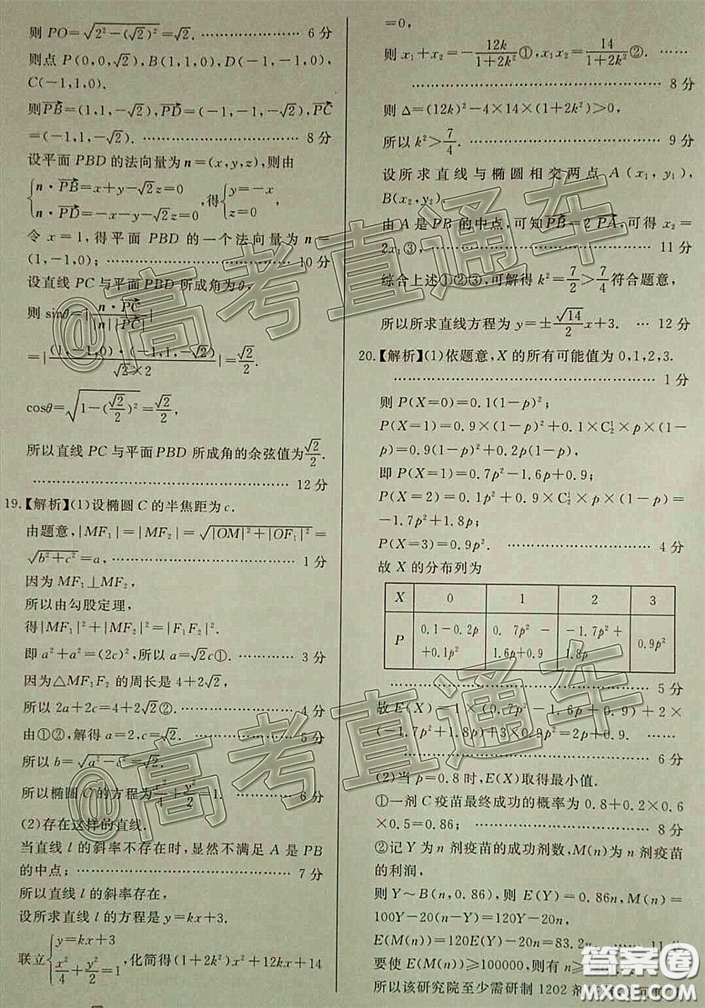 百校聯(lián)盟2020屆高考復(fù)習(xí)全程精練模擬卷全國I卷一理科數(shù)學(xué)答案