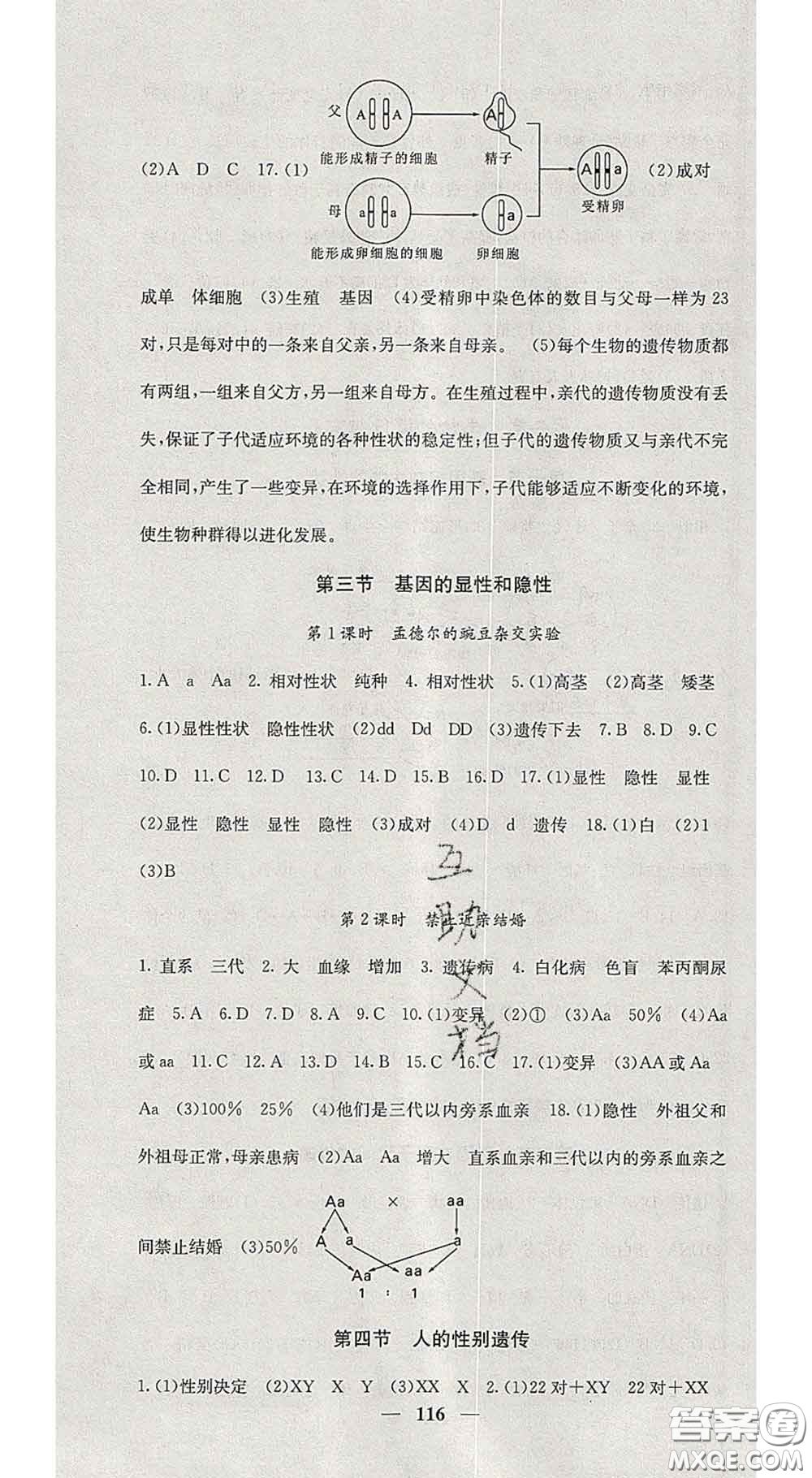 四川大學(xué)出版社2020春名校課堂內(nèi)外八年級(jí)生物下冊(cè)人教版答案