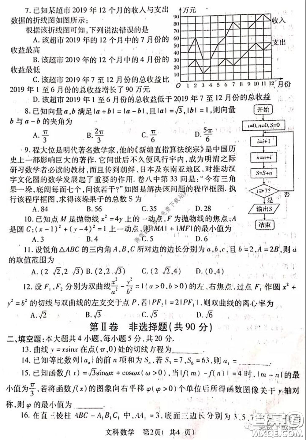 2020年河南省六市高三第一次模擬調研文科數學試題答案