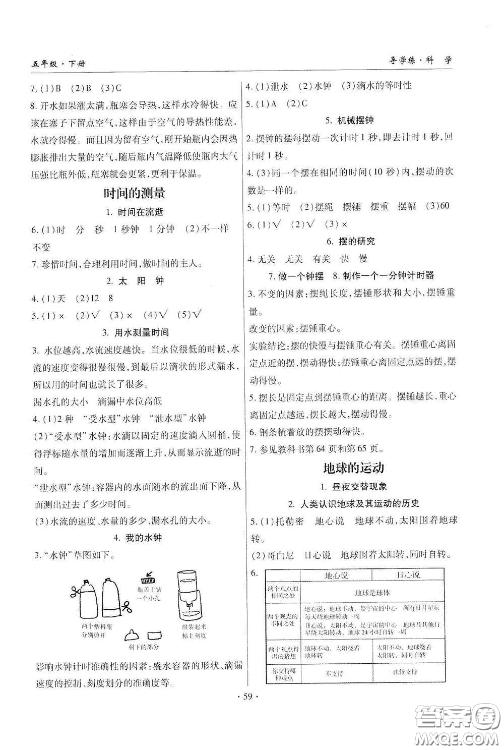 教育科學(xué)出版社2020優(yōu)質(zhì)課堂導(dǎo)學(xué)練五年級科學(xué)下冊教科版答案