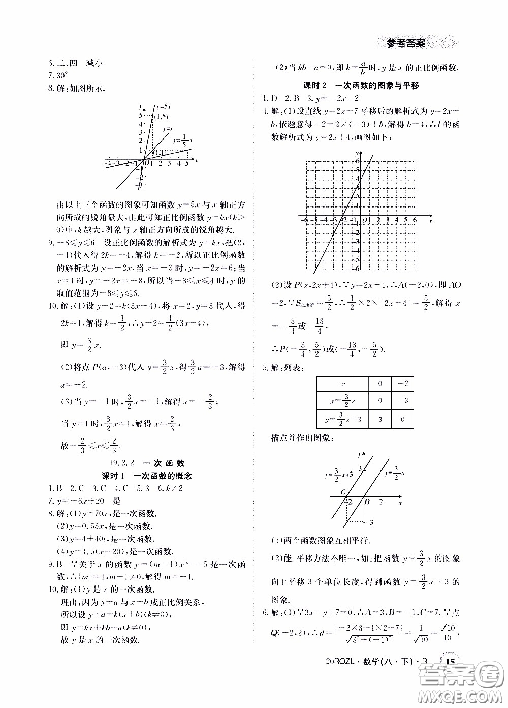2020年日清周練限時提升卷數(shù)學八年級下冊R人教版參考答案