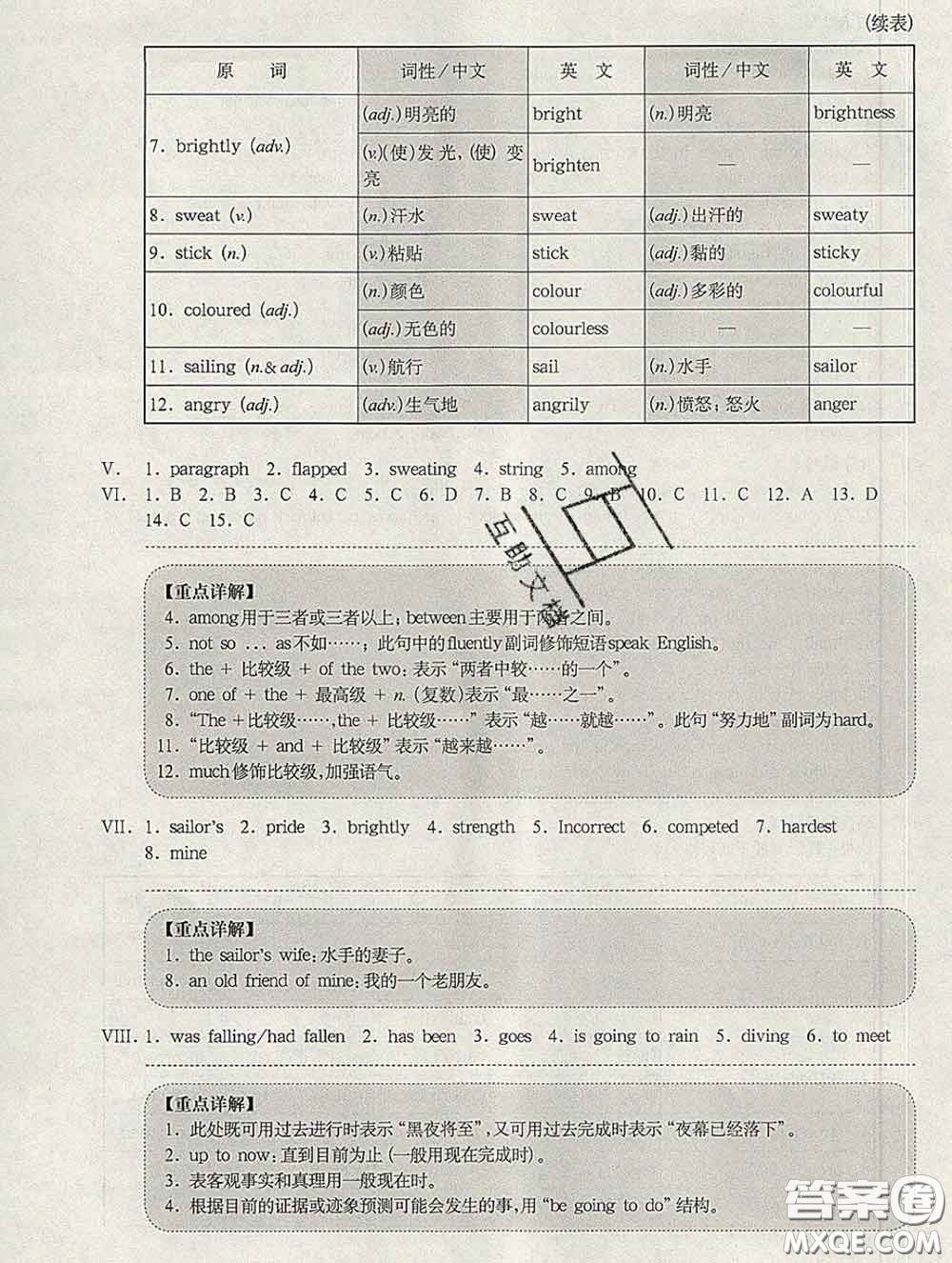 2020新版華東師大版一課一練七年級(jí)英語第二學(xué)期N版增強(qiáng)版答案