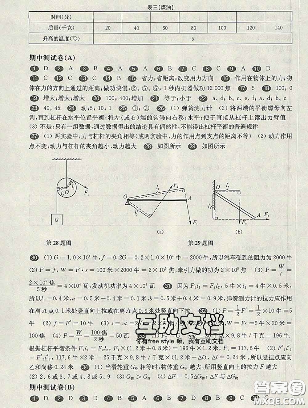 2020新版華東師大版一課一練八年級物理第二學(xué)期增強版答案