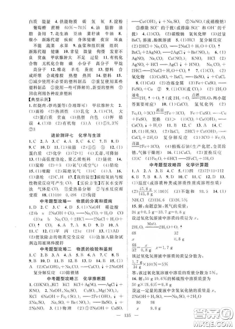 長江出版?zhèn)髅?020智慧萬羽名師學(xué)案分層進(jìn)階學(xué)習(xí)法九年級化學(xué)下冊答案