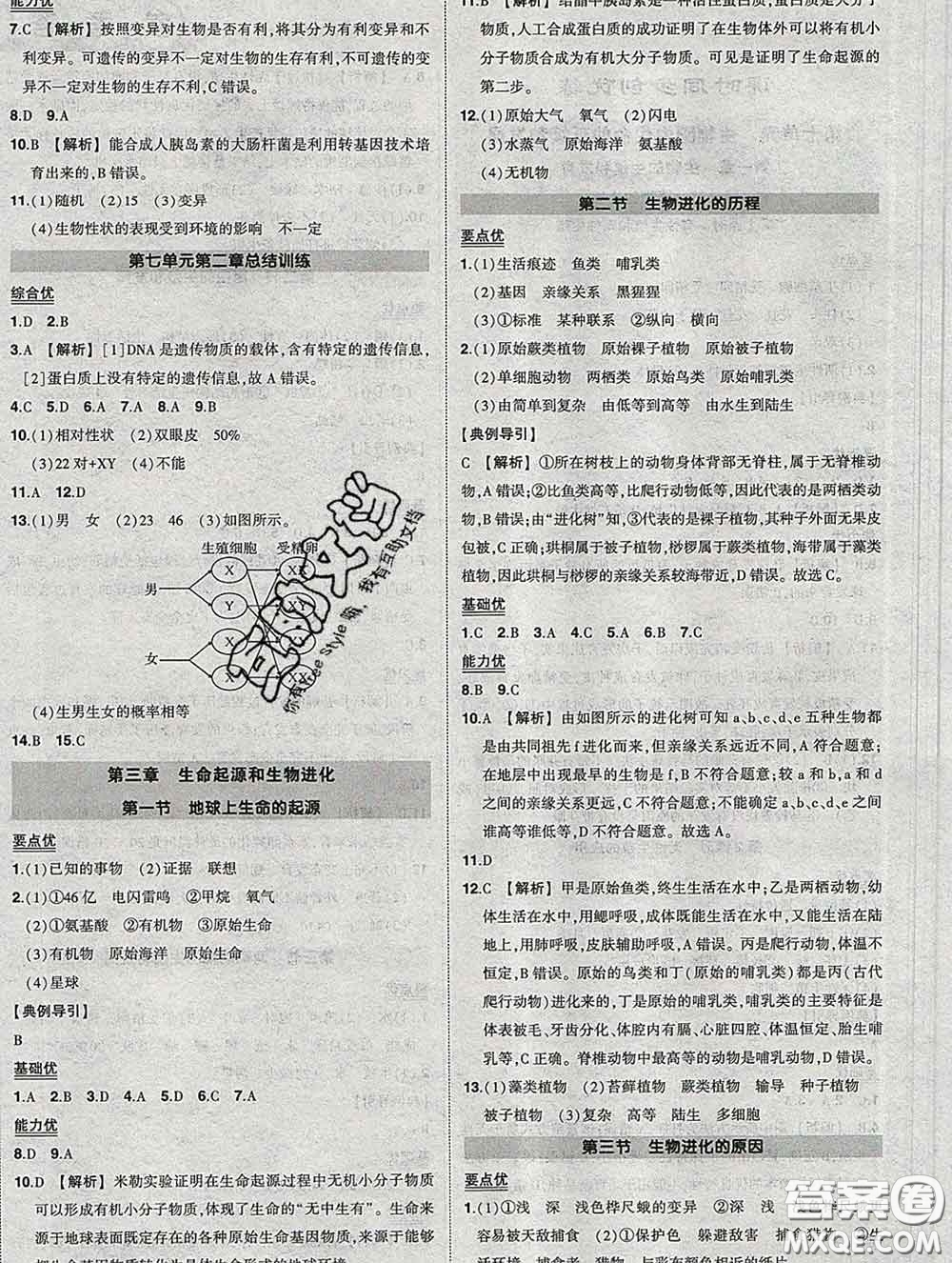 狀元成才路2020春創(chuàng)優(yōu)作業(yè)八年級生物下冊人教版答案