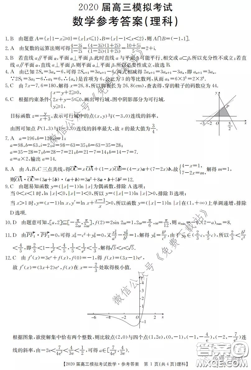 2020屆湖南金太陽(yáng)高三模擬考試?yán)砜茢?shù)學(xué)試題及答案