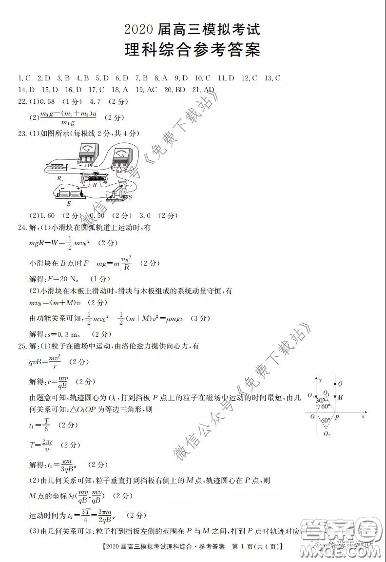 2020屆湖南金太陽高三模擬考試理科綜合試題及答案