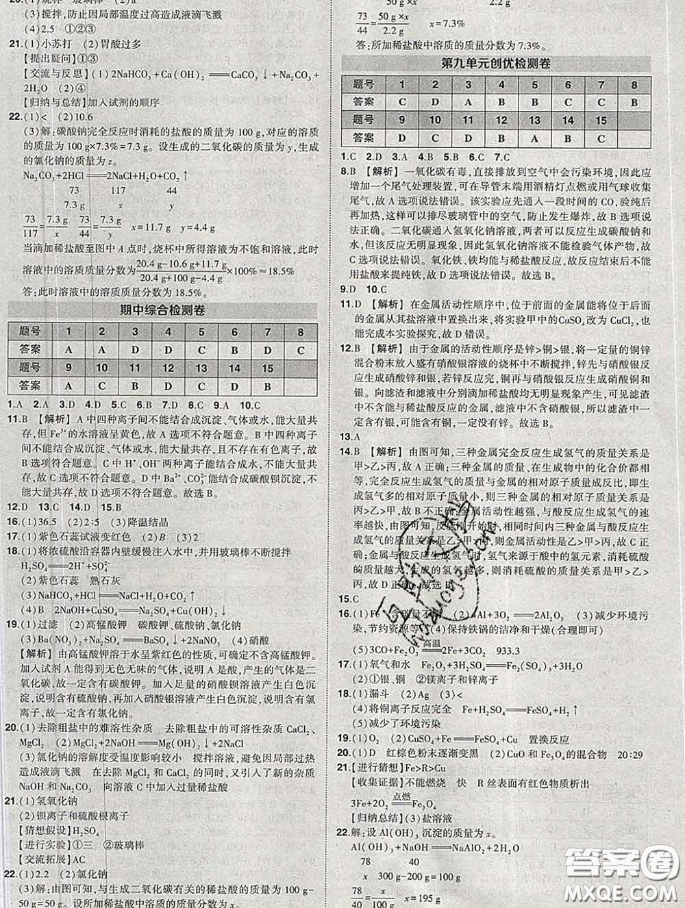狀元成才路2020春創(chuàng)優(yōu)作業(yè)九年級(jí)化學(xué)下冊(cè)魯教版答案