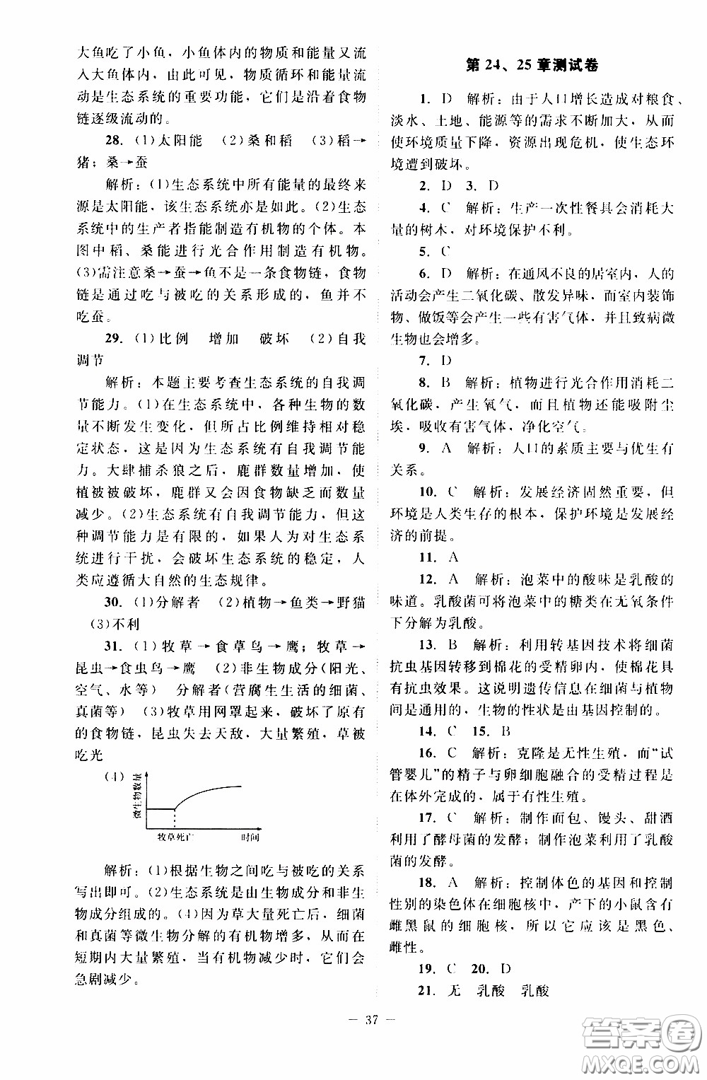 2020年課內(nèi)課外直通車生物八年級下冊北師大版參考答案