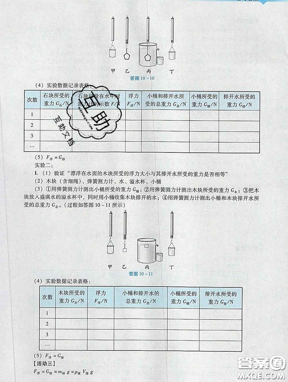 2020新版陽光學(xué)業(yè)評(píng)價(jià)八年級(jí)物理下冊(cè)人教版參考答案