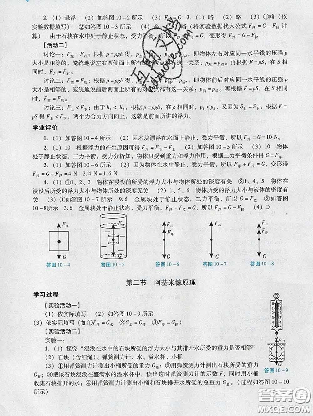 2020新版陽光學(xué)業(yè)評(píng)價(jià)八年級(jí)物理下冊(cè)人教版參考答案