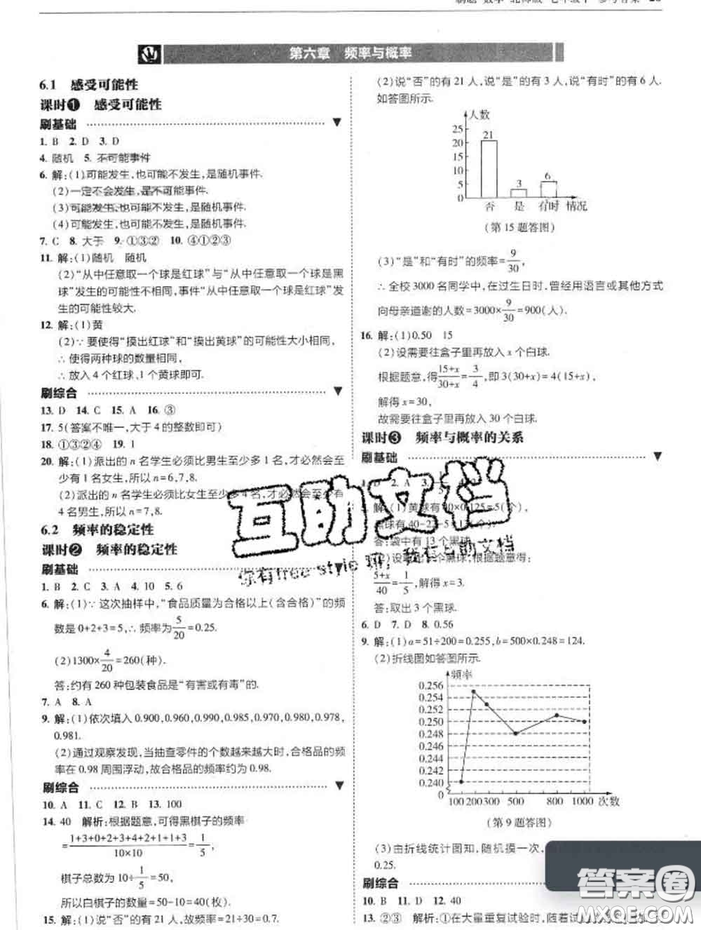 東北師范大學出版社2020春北大綠卡刷題七年級數(shù)學下冊北師版答案