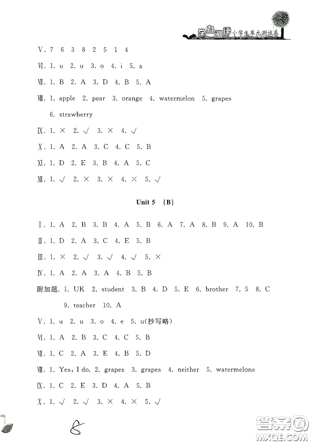 浙江工商大學(xué)出版社2020學(xué)力測(cè)評(píng)小學(xué)單元測(cè)試卷三年級(jí)英語(yǔ)下冊(cè)答案