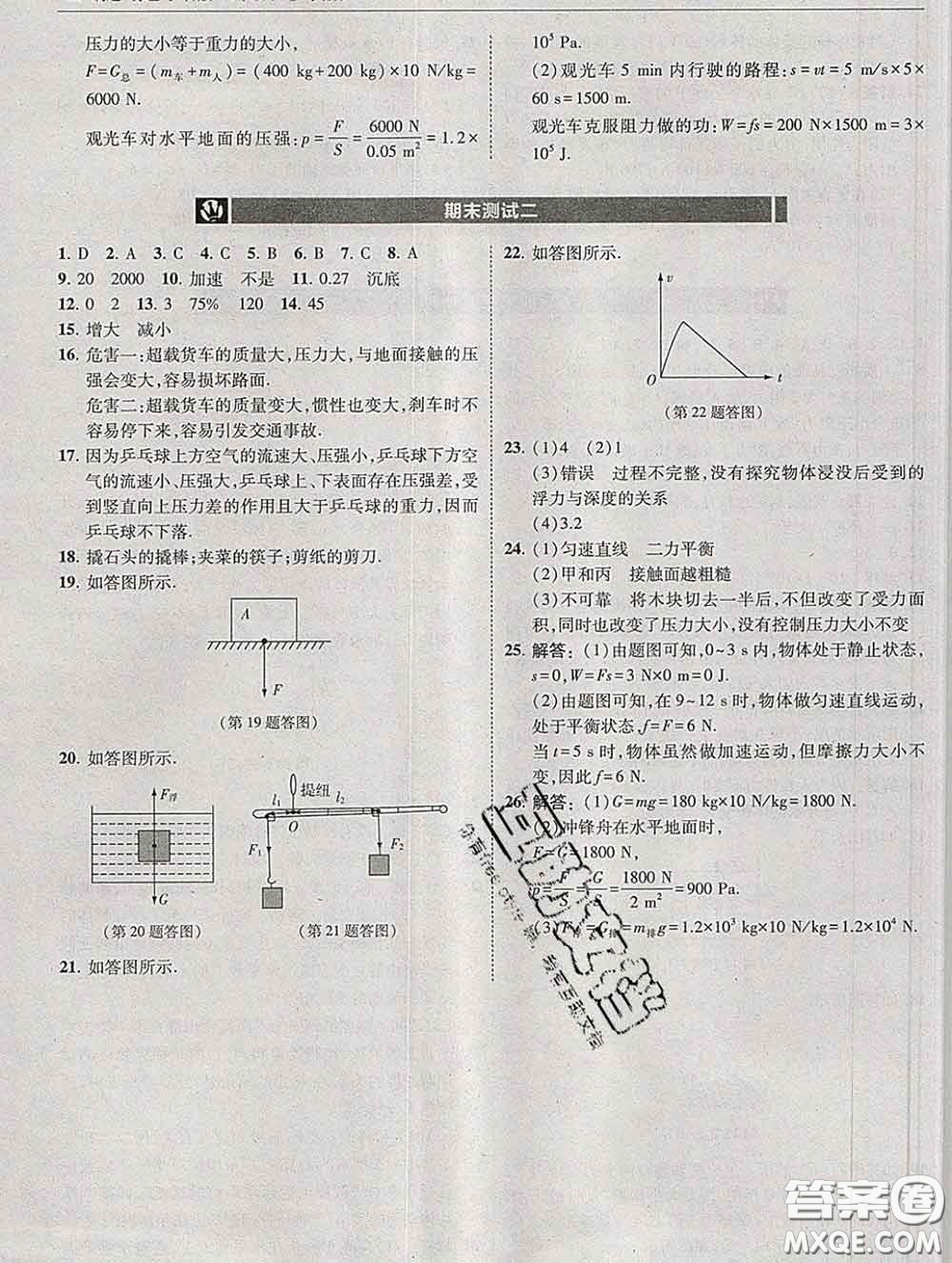 東北師范大學(xué)出版社2020春北大綠卡刷題八年級(jí)物理下冊(cè)滬科版答案