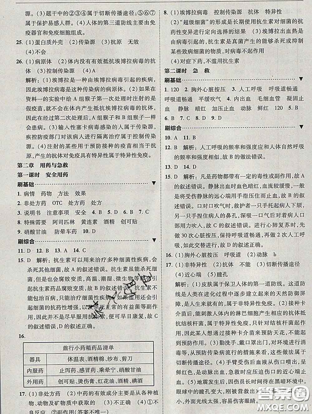 東北師范大學(xué)出版社2020春北大綠卡刷題八年級(jí)生物下冊(cè)人教版答案