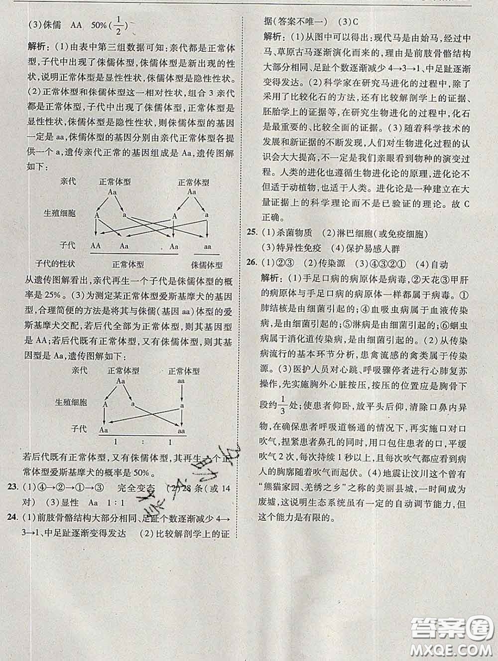 東北師范大學(xué)出版社2020春北大綠卡刷題八年級(jí)生物下冊(cè)人教版答案