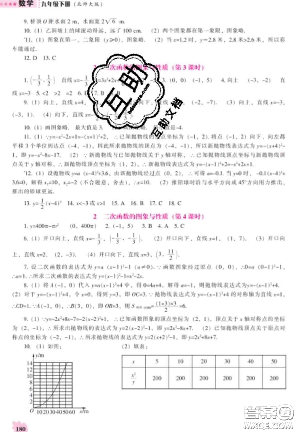 遼海出版社2020新版新課程數(shù)學(xué)能力培養(yǎng)九年級數(shù)學(xué)下冊北師版答案