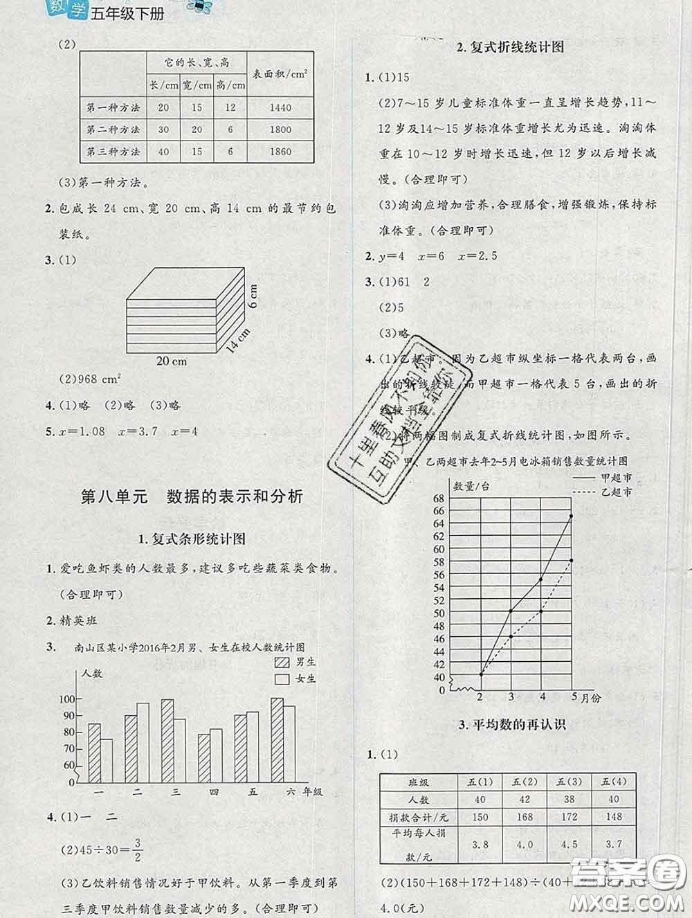 2020春課堂精練五年級數(shù)學(xué)下冊北師版吉林專版答案