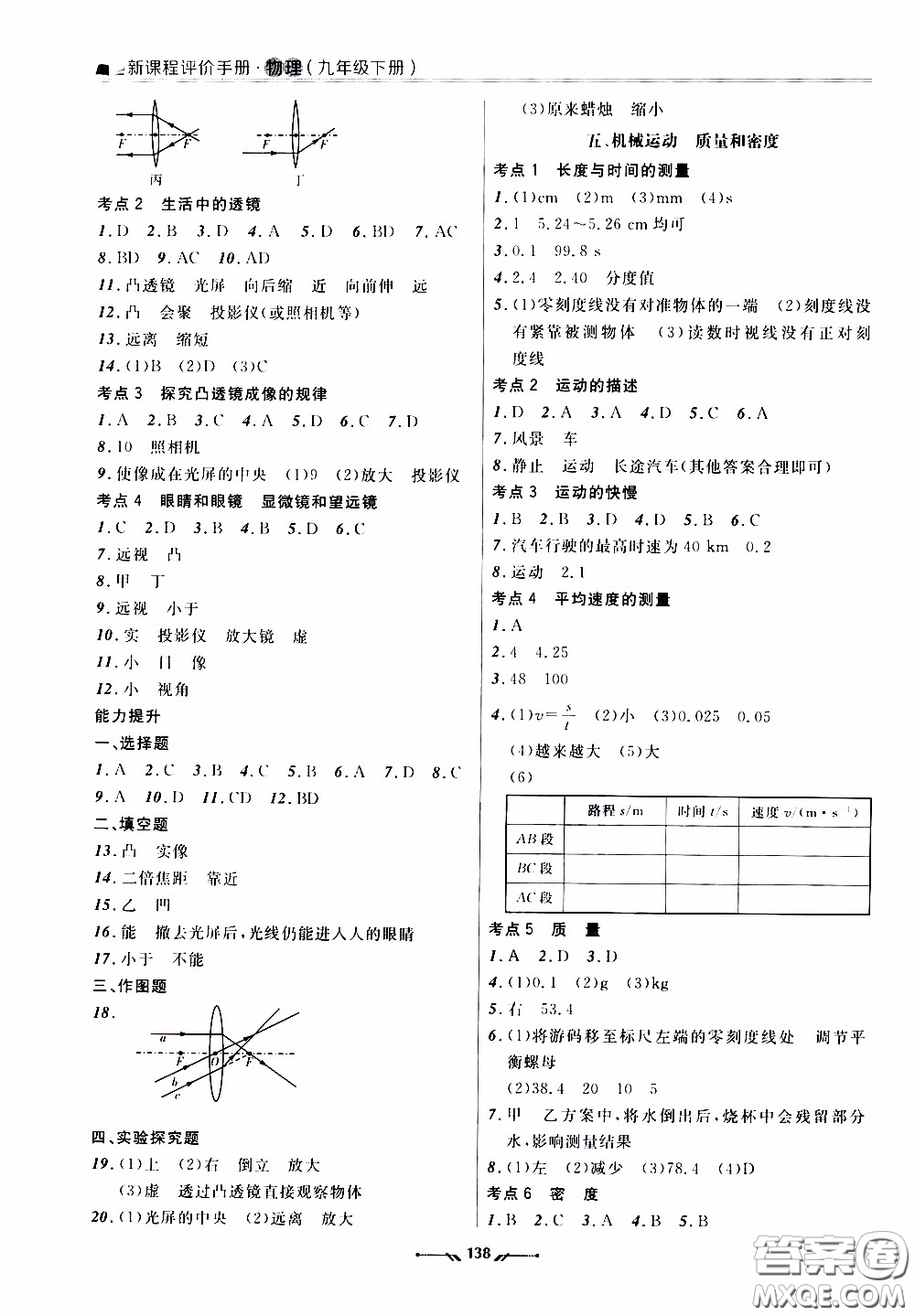 遼寧師范大學(xué)出版社2021新課程評(píng)價(jià)手冊(cè)九年級(jí)物理下冊(cè)答案