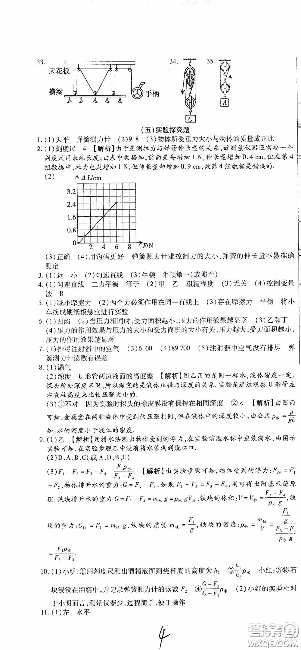 全程測評試卷2020期末復(fù)習(xí)大沖刺八年級物理下冊答案