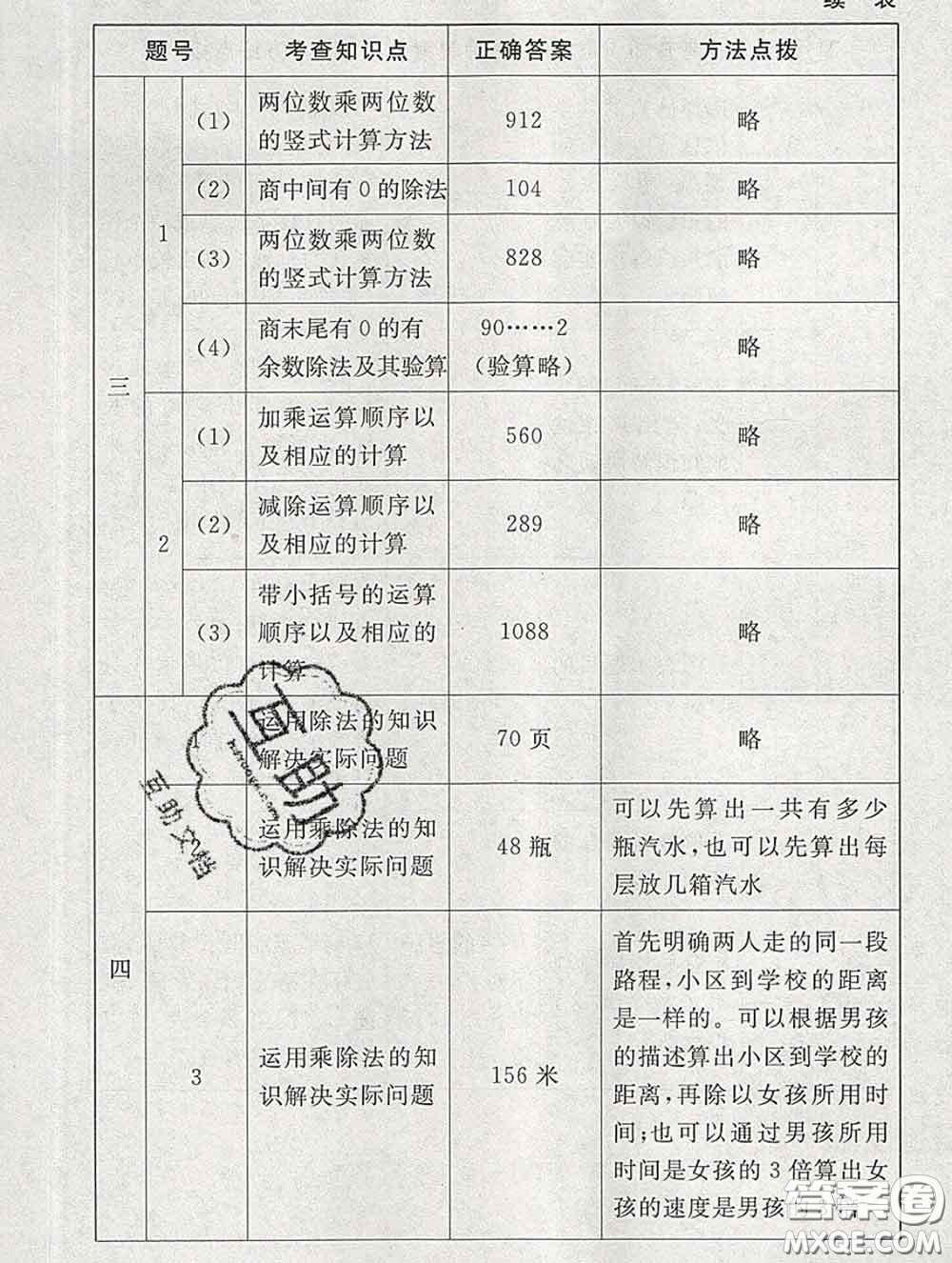 2020春海淀名師伴你學(xué)同步學(xué)練測三年級(jí)數(shù)學(xué)下冊北師版答案