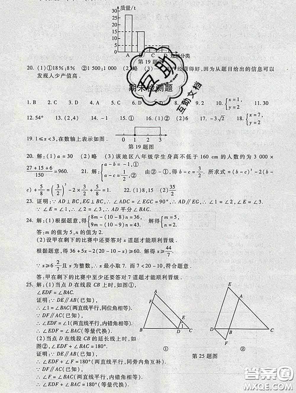 2020春海淀名師伴你學(xué)同步學(xué)練測(cè)七年級(jí)數(shù)學(xué)下冊(cè)人教版答案
