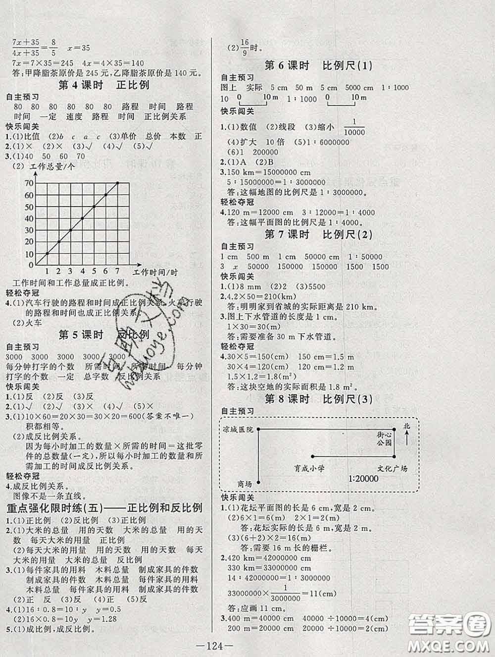 2020新版A+優(yōu)化作業(yè)本六年級(jí)數(shù)學(xué)下冊(cè)人教版參考答案