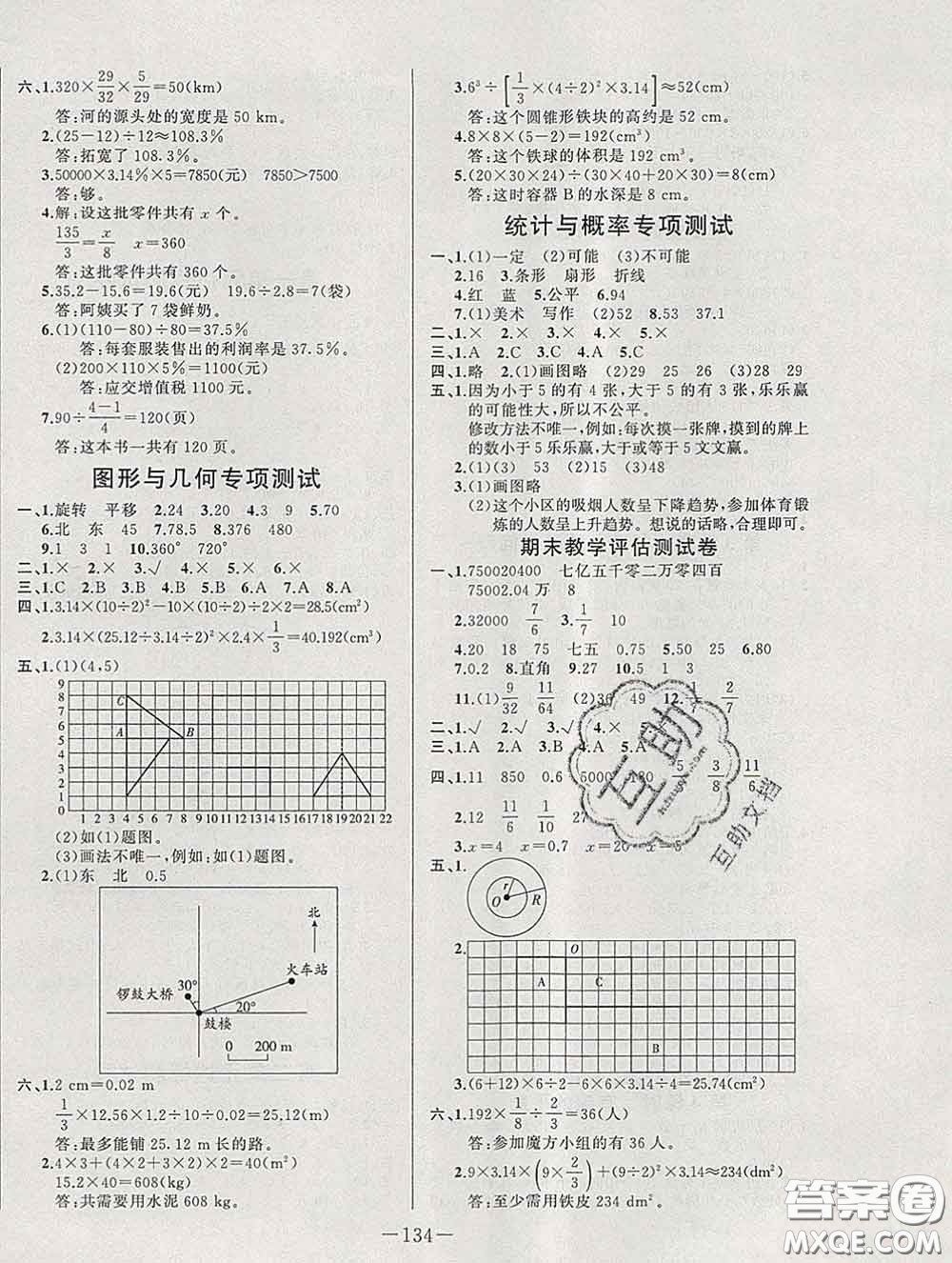 2020新版A+優(yōu)化作業(yè)本六年級(jí)數(shù)學(xué)下冊(cè)人教版參考答案