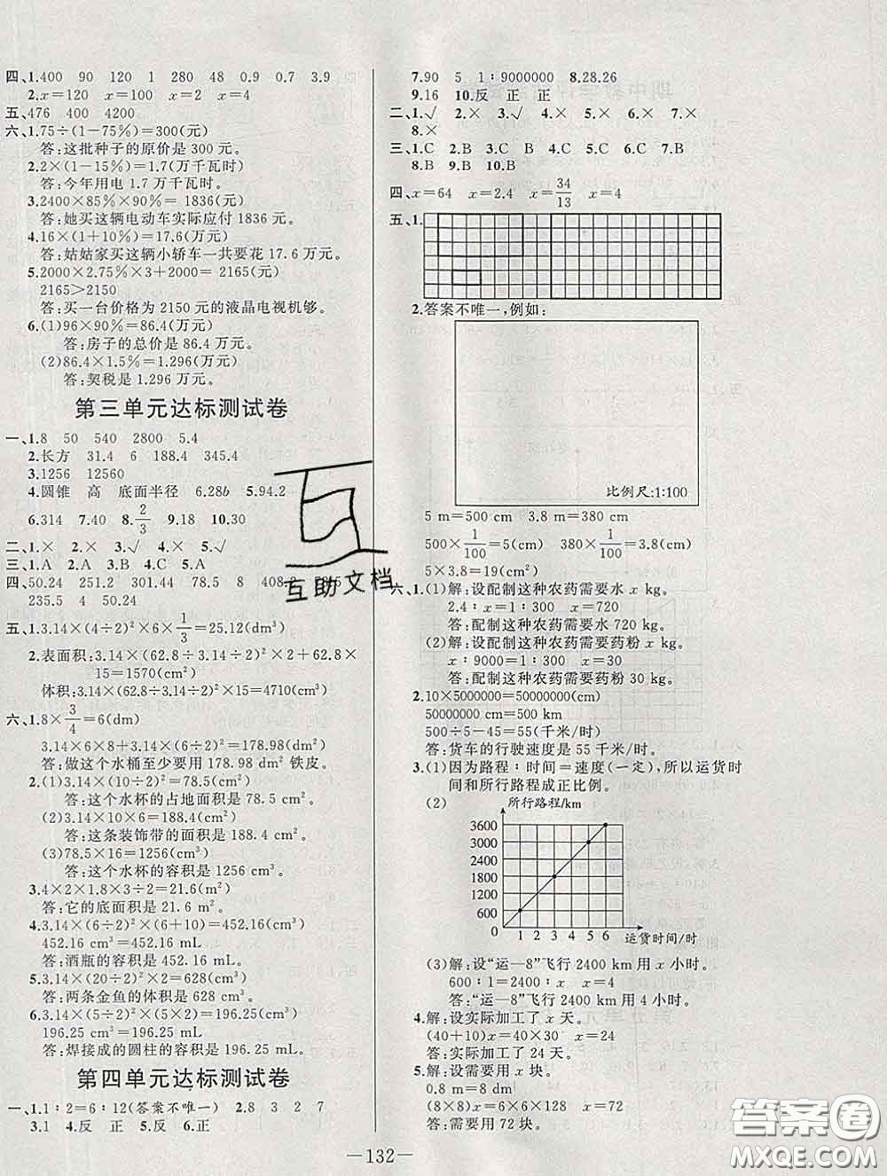 2020新版A+優(yōu)化作業(yè)本六年級(jí)數(shù)學(xué)下冊(cè)人教版參考答案
