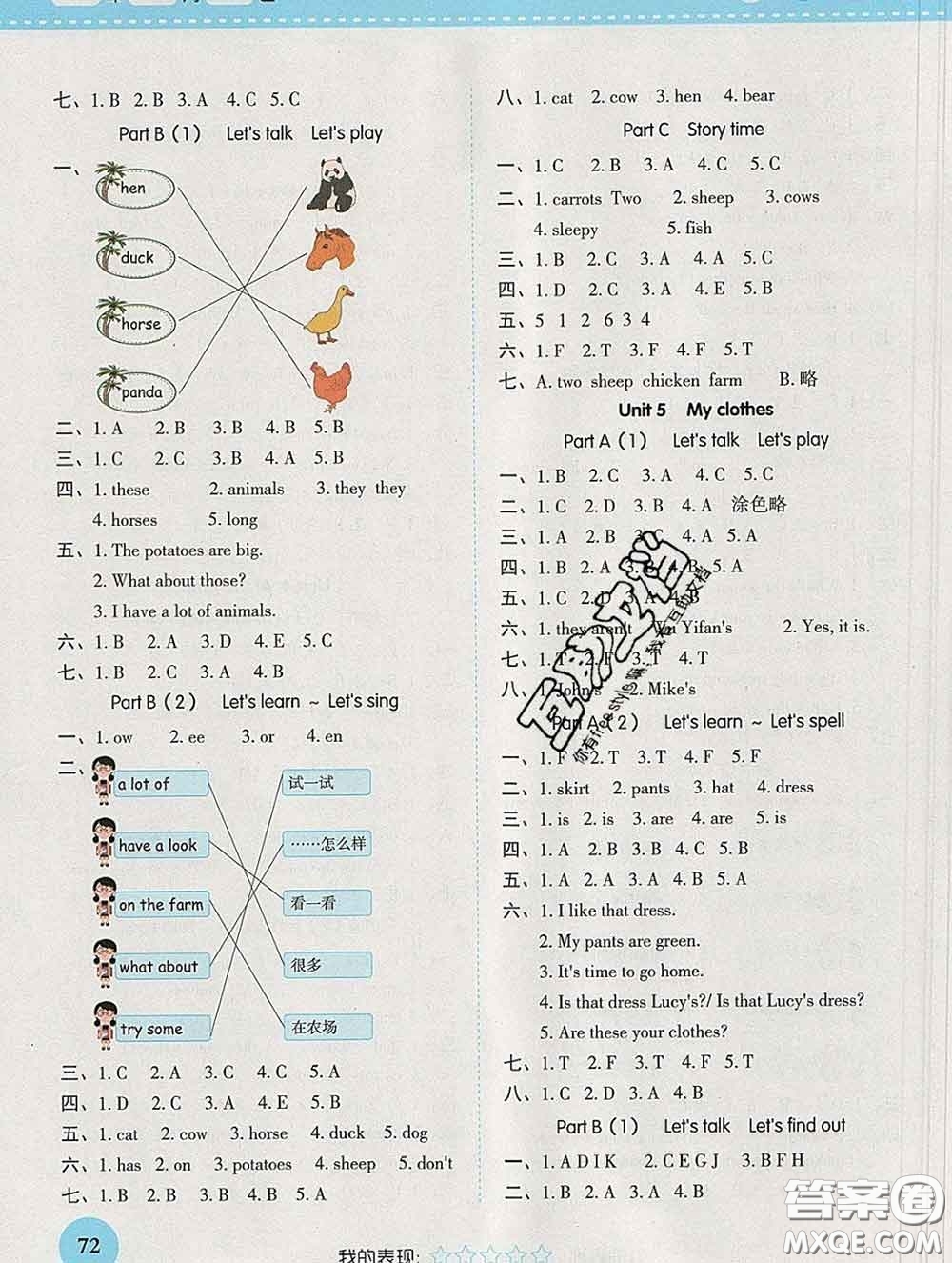 西安出版社2020新版黃岡隨堂練四年級(jí)英語下冊(cè)人教版答案