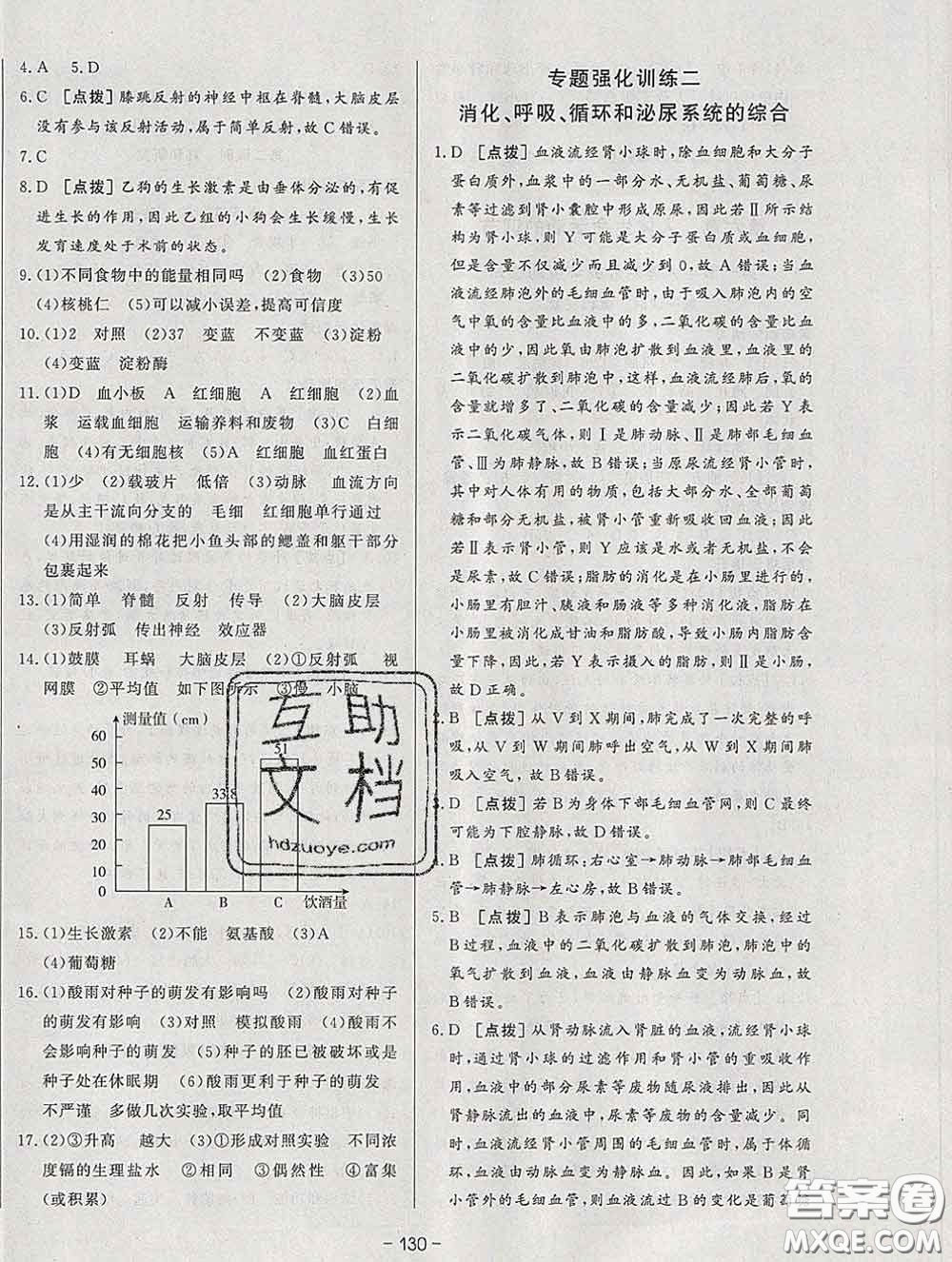 2020新版A+優(yōu)化作業(yè)本七年級生物下冊人教版參考答案