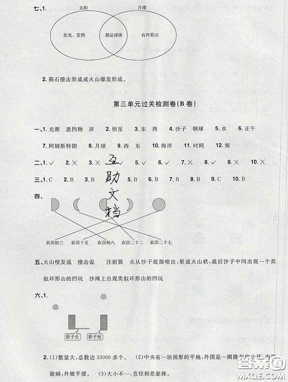 2020新版陽光同學(xué)一線名師全優(yōu)好卷三年級(jí)科學(xué)下冊(cè)教科版答案