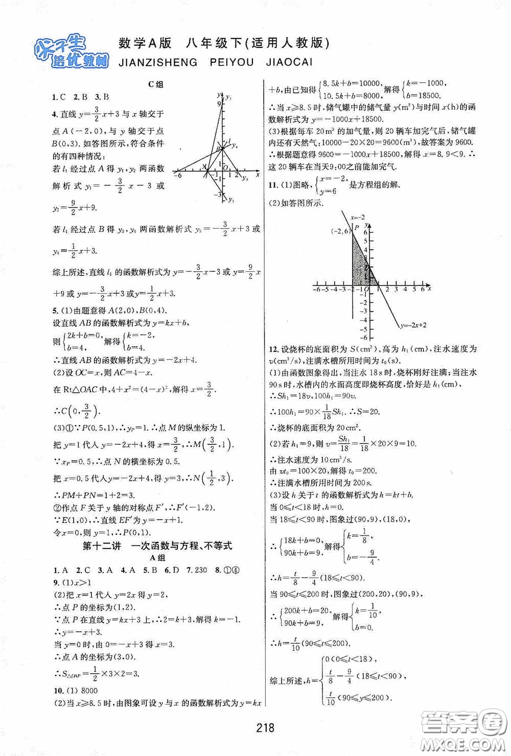 華東師范大學出版社2020尖子生培優(yōu)教材八年級數(shù)學下冊人教版A版答案