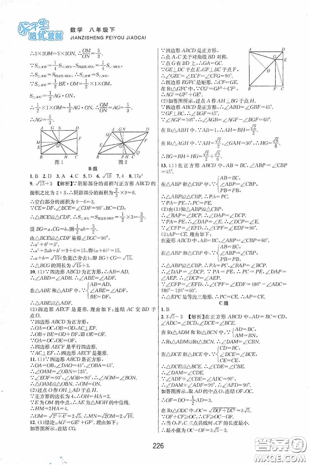浙江教育出版社2020尖子生培優(yōu)教材八年級數(shù)學(xué)下冊浙教版雙色版答案