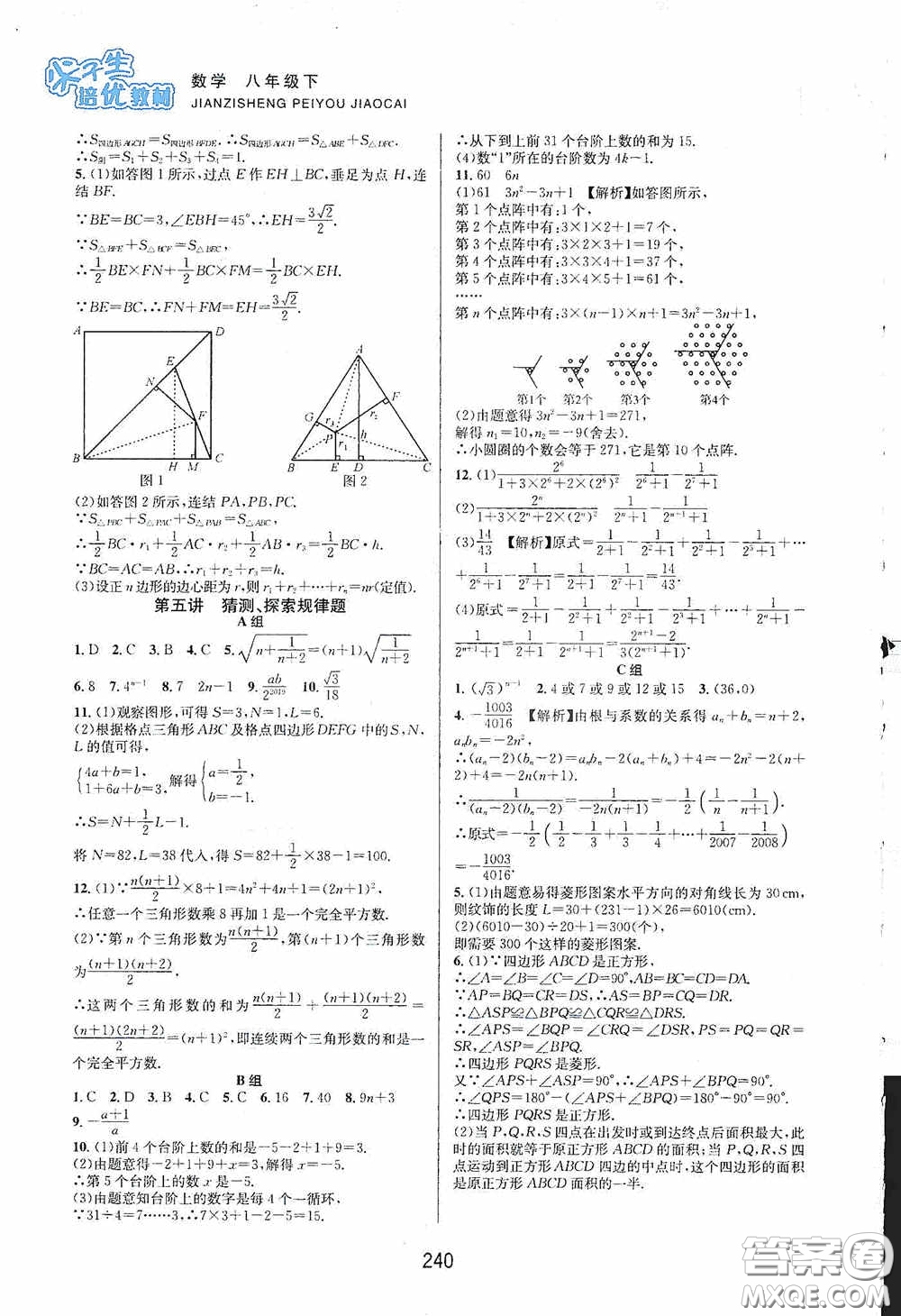 浙江教育出版社2020尖子生培優(yōu)教材八年級數(shù)學(xué)下冊浙教版雙色版答案