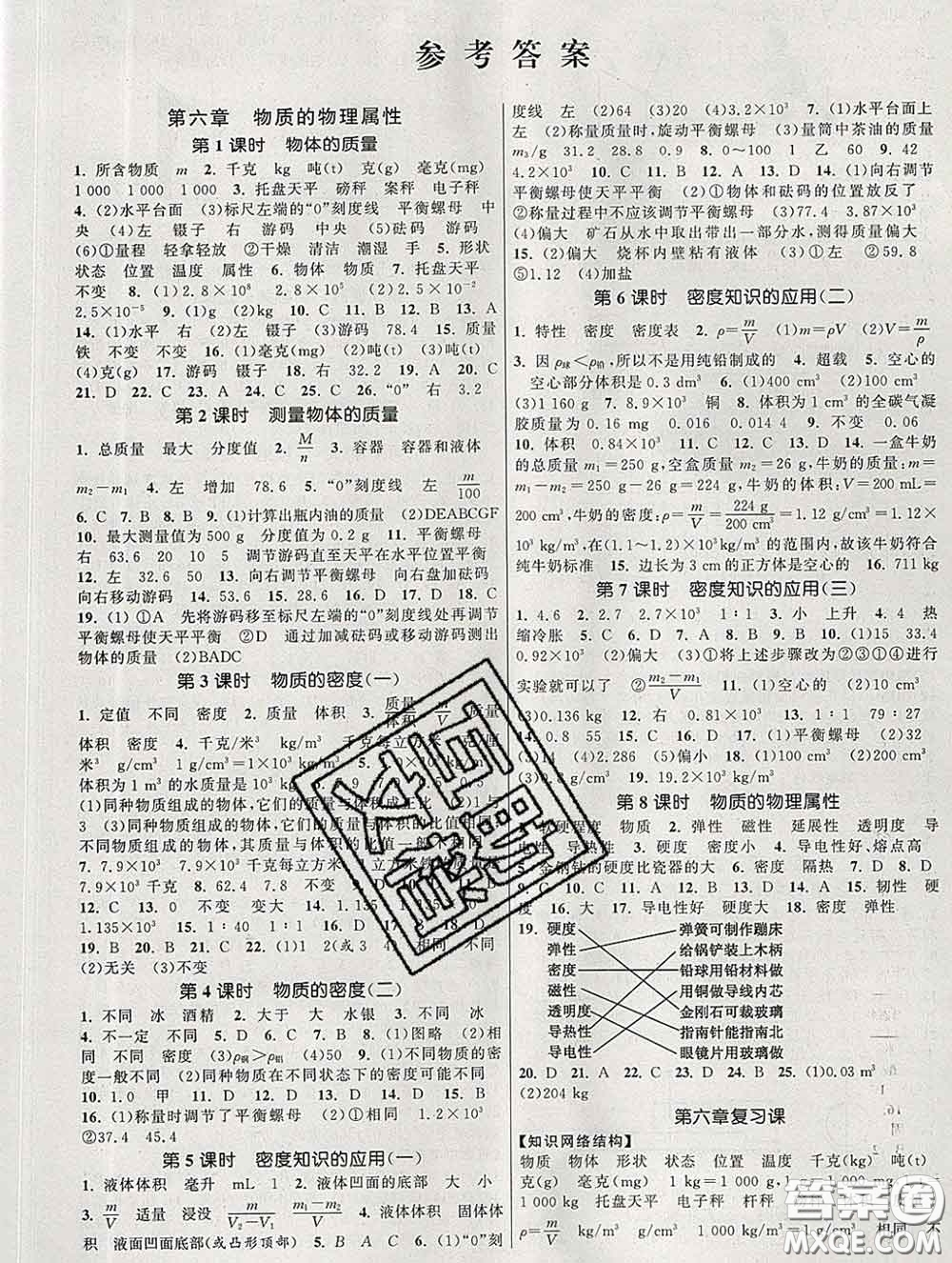 2020新版課時提優(yōu)計劃作業(yè)本八年級物理下冊蘇科版答案