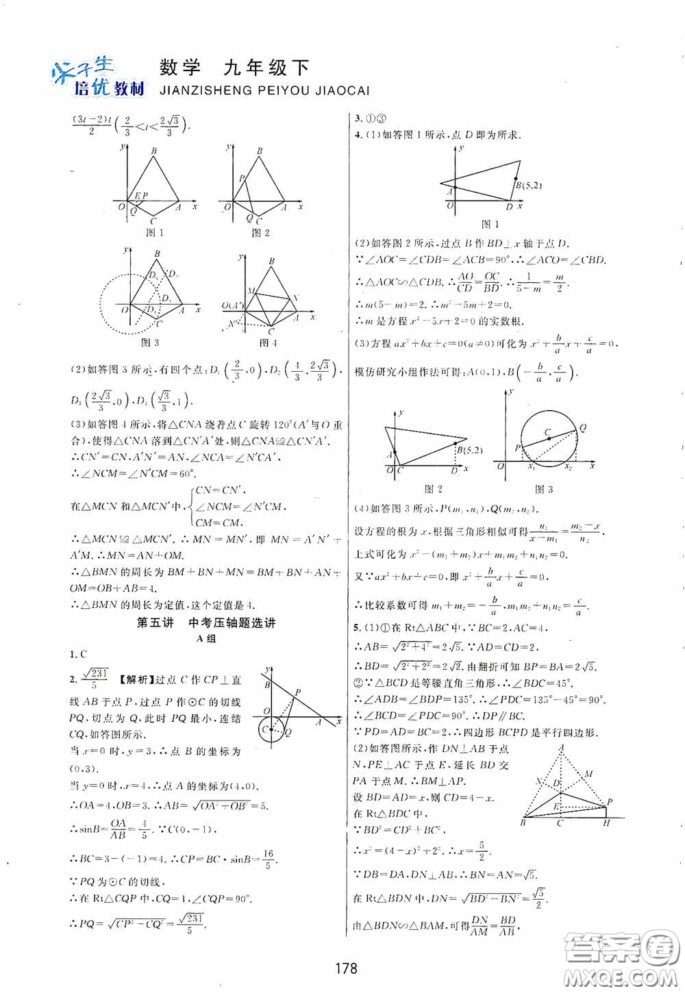 浙江教育出版社2020尖子生培優(yōu)教材九年級下冊數(shù)學浙教版雙色版答案
