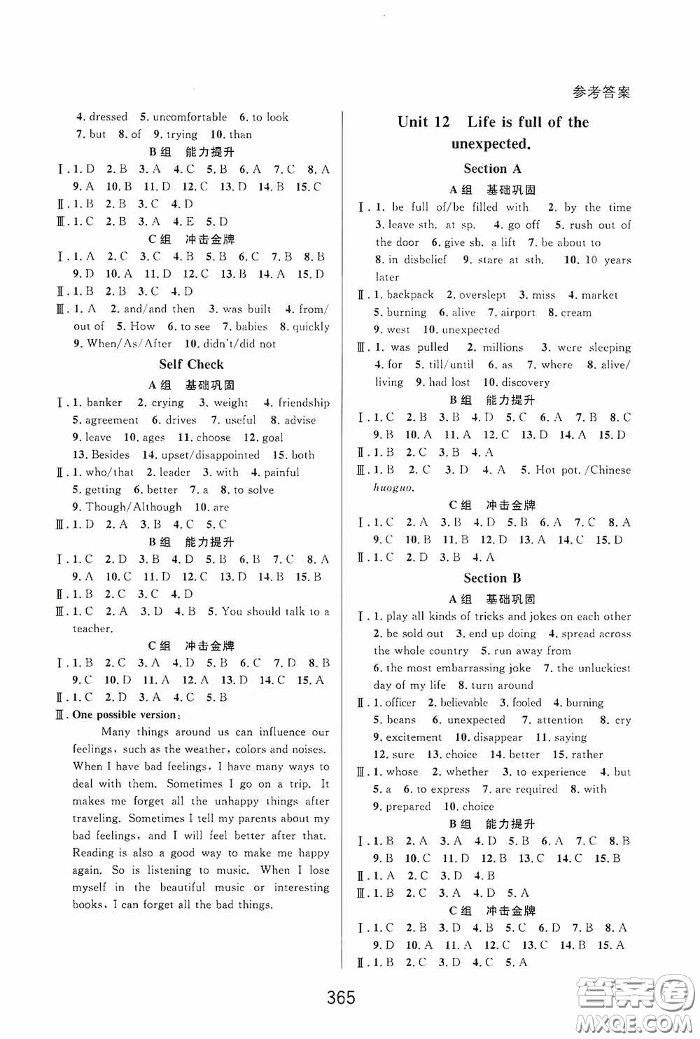 華東師范大學出版社2020尖子生培優(yōu)教材九年級全一冊英語人教版精編版答案