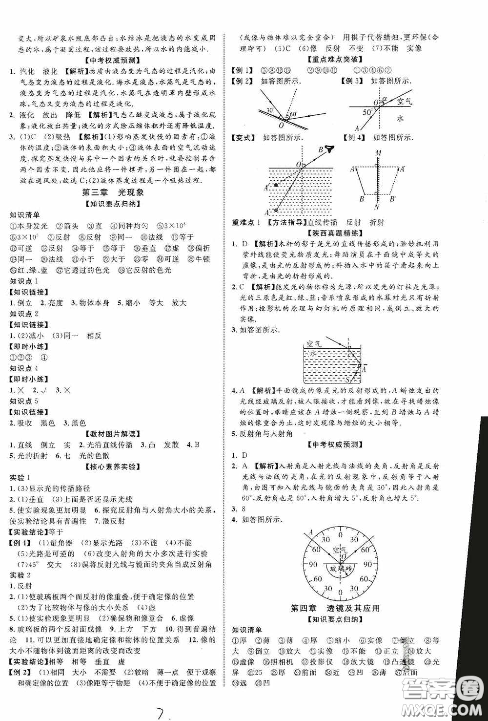 世界圖書(shū)出版公司2020陜西中考總復(fù)習(xí)優(yōu)化指導(dǎo)精講版物理答案